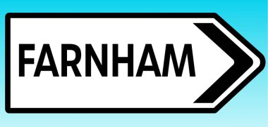 Farnham 'ı gösteren İngiliz yol tabelasının grafiksel bir yanılsaması.