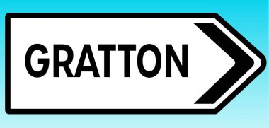 Gratton 'u gösteren bir İngiliz yol tabelasının grafiksel çizimi