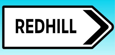 Kızıl Tepe 'yi gösteren İngiliz yol tabelasının grafiksel bir çizimi