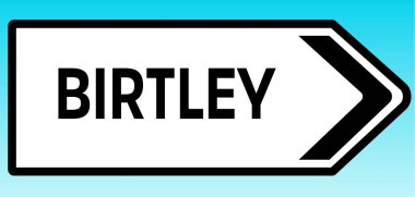 Birtley 'i işaret eden bir İngiliz yol tabelasının grafiksel çizimi