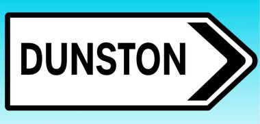 Dunston 'ı gösteren bir İngiliz yol tabelasının grafiksel çizimi
