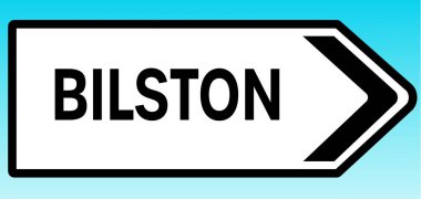 Bilston 'ı işaret eden bir İngiliz yol tabelasının grafiksel çizimi