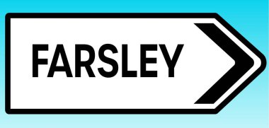 Farsley 'i işaret eden bir İngiliz yol tabelasının grafiksel çizimi