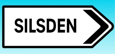 Silsden 'ı gösteren İngiliz yol tabelasının grafiksel bir yanılsaması