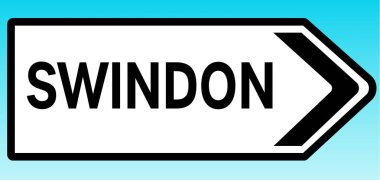 Swindon 'ı gösteren bir İngiliz yol tabelasının grafiksel çizimi.