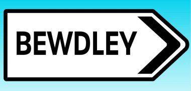 Bewdley 'i gösteren İngiliz yol tabelasının grafiksel bir çizimi.