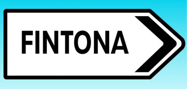 Fintona 'yı işaret eden bir İngiliz yol tabelasının grafiksel çizimi