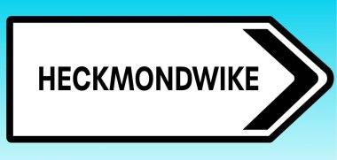 Heckmondwike 'i işaret eden bir İngiliz yol tabelasının grafiksel yanılsaması