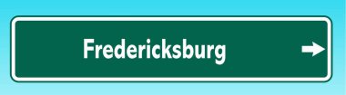 Fredericksburg 'u gösteren bir Amerikan yol tabelası.