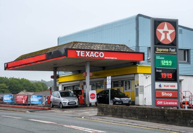 Carmarthen, United Kingdom - June 09 2021:  The forecourt of the Texaco Petrol Station on the A484 Road clipart