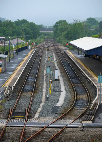 Carmarthen Regno Unito Giugno 2021 Veduta Della Linea Ferroviaria Attraverso — Foto Stock
