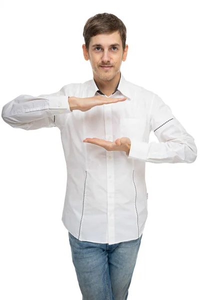 Beyaz Gömlekli Kahverengi Saçlı Uzun Boylu Zayıf Beyaz Bir Adam — Stok fotoğraf