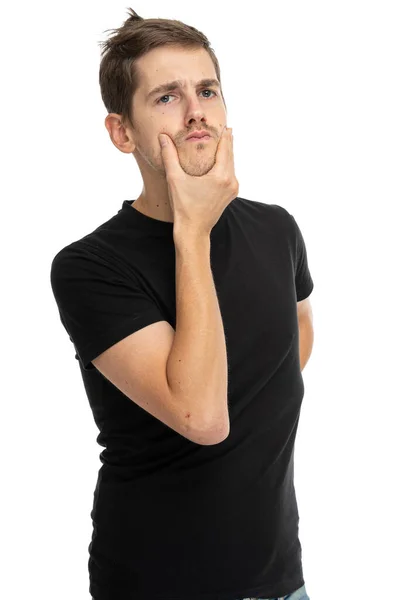 Young Handsome Tall Slim White Man Brown Hair Making Decision — Stock Photo, Image