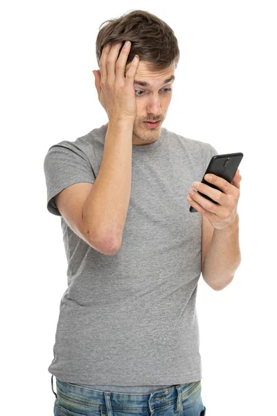 Young Handsome Tall Slim White Man Brown Hair Looks Frustrated — Stock Photo, Image