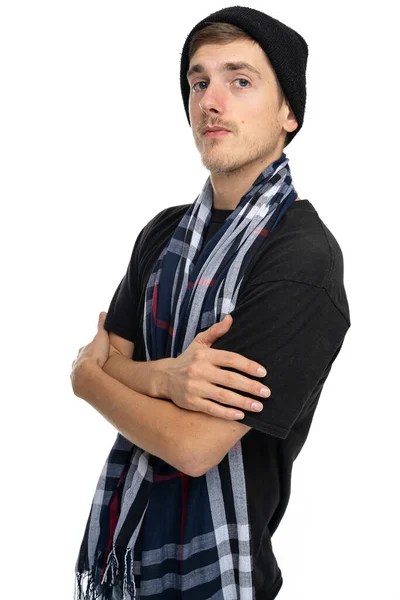 Young Handsome Tall Slim White Man Brown Hair Looks Confident — Stock Photo, Image