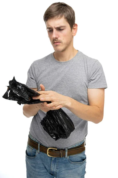 Young Handsome Tall Slim White Man Brown Hair Looks Unhappy — Stock Photo, Image