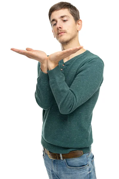 Homem Branco Magro Alto Bonito Novo Com Cabelo Marrom Olhando — Fotografia de Stock