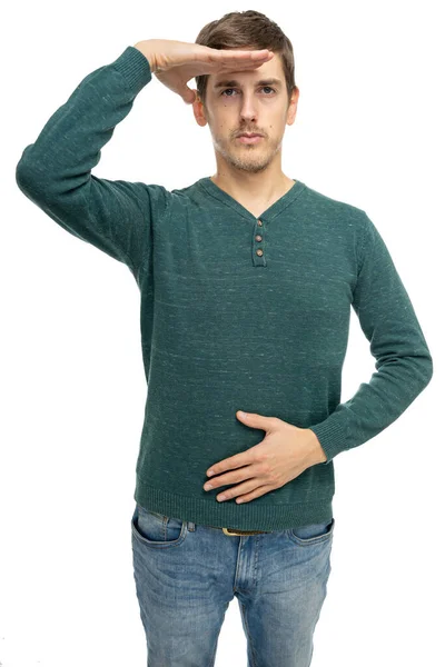 배경에 고립된 스웨터를 머리를 — 스톡 사진