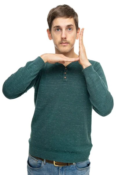 Homem Branco Magro Alto Bonito Novo Com Cabelo Marrom Que — Fotografia de Stock