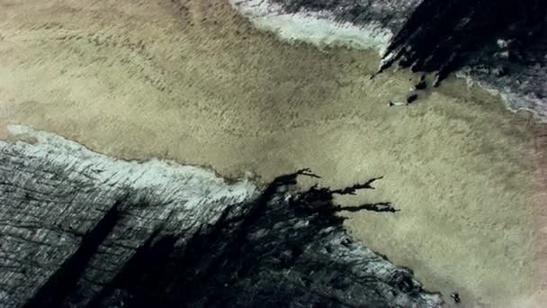 Flygfoto Över Glacial Smältvatten Blandat Med Naturligt Mineral Floden Deltas — Stockvideo