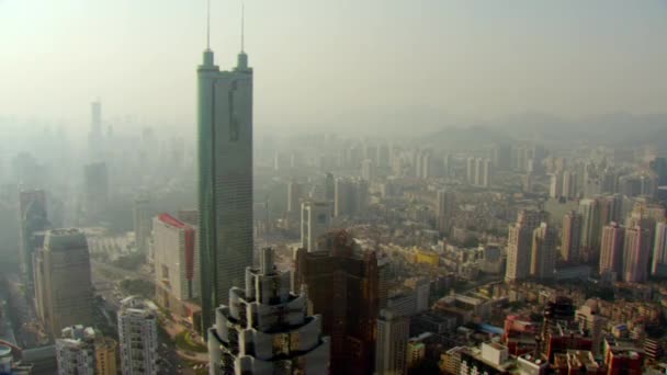 香港都市无人驾驶飞机与发展大楼的高空航拍 — 图库视频影像