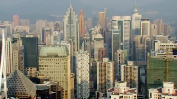 Luftaufnahmen Von Der Fliegenden Drohne Der Großstadt Hongkong Mit Entwicklungsgebäuden — Stockvideo