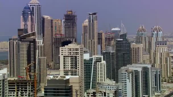 Fåglar Syn Dubai City Flygfoto Över Futuristiska Dubai Marina Distrikt — Stockvideo