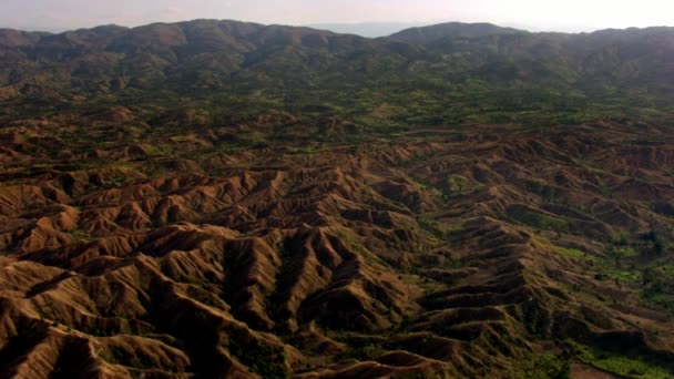 Aerial Shot Isalo National Park Rocky Mountains Madagascar Countryside — Stock video