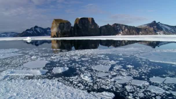 Flygbilder Antarktisk Havsis Fryst Islandskap — Stockvideo