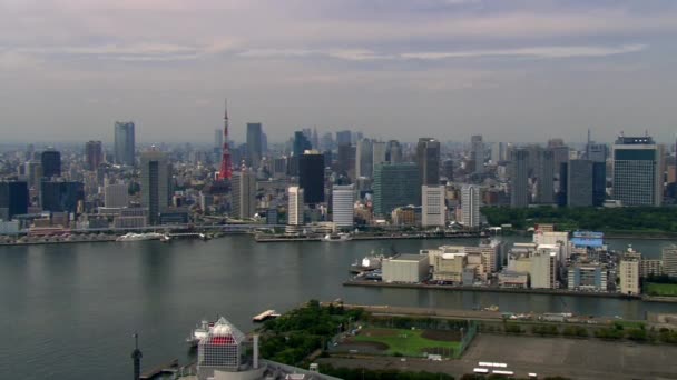 Τόκιο Ιαπωνία Ιουνιοσ 2018 Αεροφωτογραφία Του Πύργου Του Τόκιο Και — Αρχείο Βίντεο