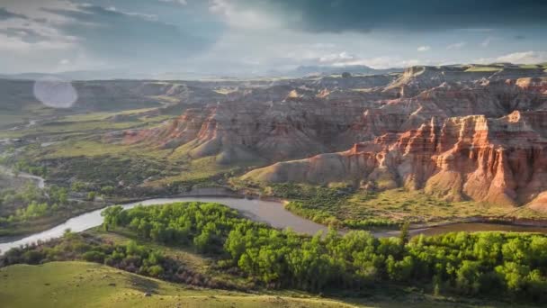 Flygfoto Över Soliga Röd Klippa Berget Zion National Park Utah — Stockvideo