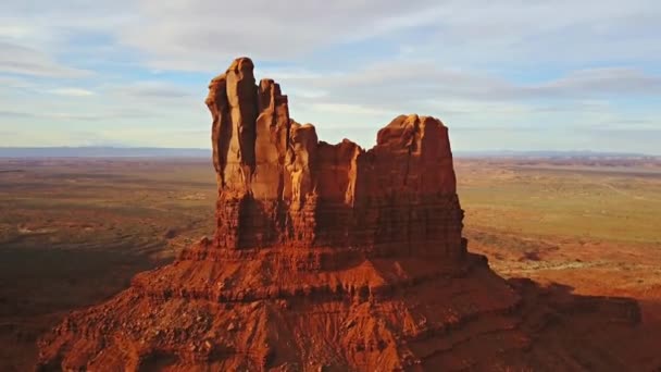 Aerial View Red Rocks Butte Brick Canyon Formation Crumbling Erosion — Video Stock
