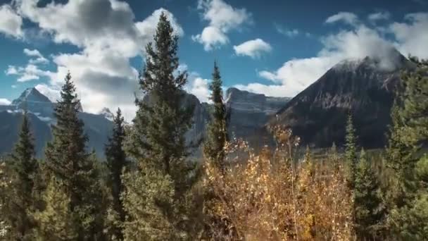 Drone Colpo Volando Sopra Bella Cresta Montagna Nuvole Nella Foresta — Video Stock