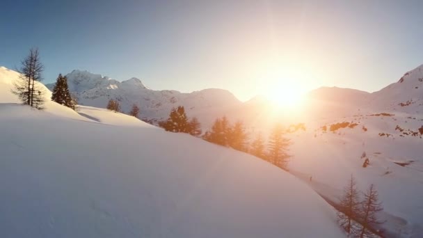 Winter Landscape Beautiful Snowy Mountains Closeup Northern Landscape Snow Covered — Stock Video