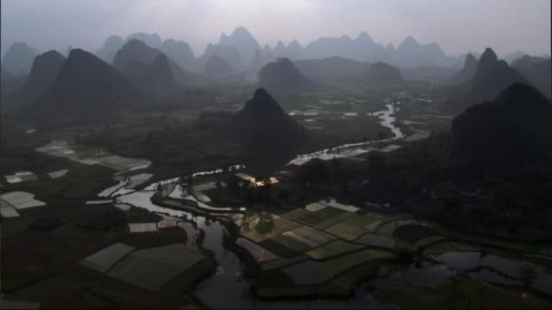 Letecký Pohled Krásnou Krajinu Guilinu Nachází Blízkosti Xingping Yangshuo Guilin — Stock video