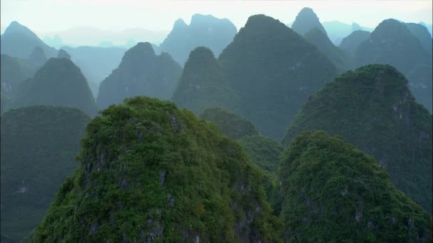 Paisagem Das Montanhas Guilin River Karst Campo Arroz Localizado Perto — Vídeo de Stock