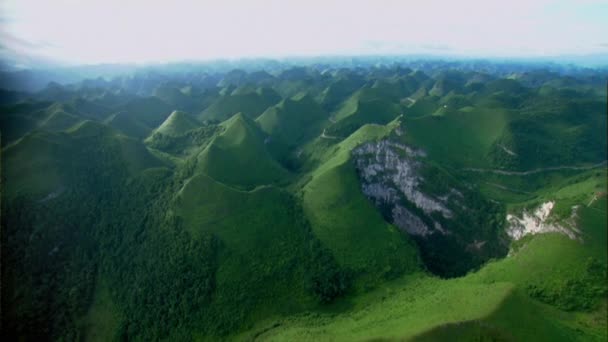 Landskap Guilin River Och Karst Bergen Rice Fält Beläget Nära — Stockvideo