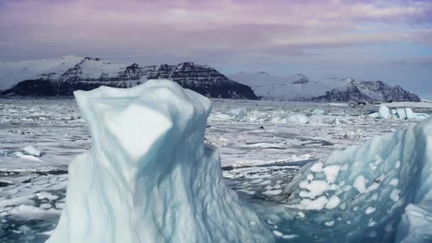 Luchtfoto Van Antarctica Luchtfoto Majestueus Landschap Sneeuw Bedekt Arctische Extreme — Stockvideo