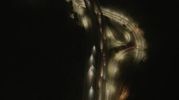 Krajobraz Lotniczy Kolorowego Miasta Nocy Widok Lotu Ptaka Śródmieście Nocą — Wideo stockowe