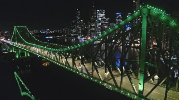 Paisaje Aéreo Colorida Ciudad Por Noche Vista Aérea Del Centro — Vídeo de stock