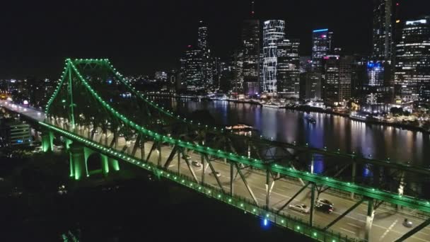 Повітряний Ландшафт Яскравого Міста Вночі Вид Повітря Центрі Міста Вночі — стокове відео