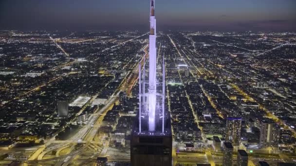 Luftbild Einer Farbenfrohen Stadt Bei Nacht Innenstadtluftbild Innenstadt Bei Nacht — Stockvideo
