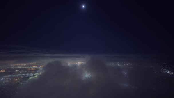 Вид Воздуха Промышленный Порт Контейнерами Судно Ночью — стоковое видео