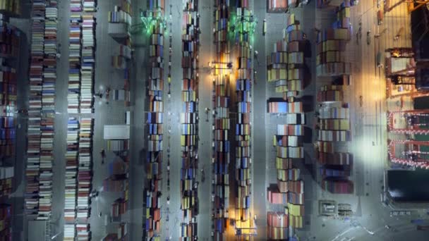 带集装箱船舶的工业港航景 — 图库视频影像