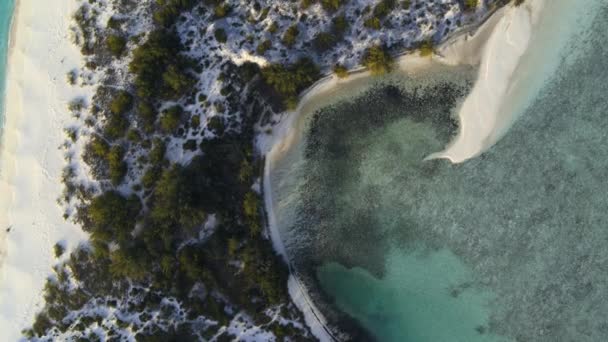 Drone Widok Tropikalnej Plaży Raj Białym Piaskiem Turkusowej Wody Oceanie — Wideo stockowe