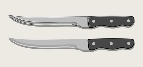 Kitchen knife in two versions isolated on beige background. Vector illustration — Archivo Imágenes Vectoriales