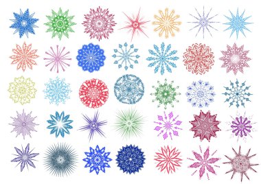 Beyaz bir arka plan üzerinde izole kar taneleri