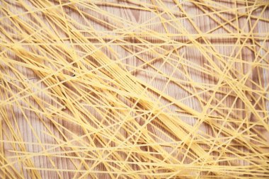 Kaotik bir şekilde spagetti dokusu. Yukarıdan görüntüle