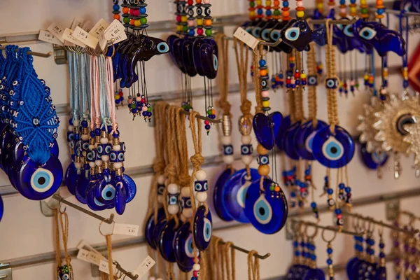 Alanya, Turkey - May, 26: Evil eye bead protection amulet in the shop. One of the most popular souvenirs in Turkey — Stock Photo, Image