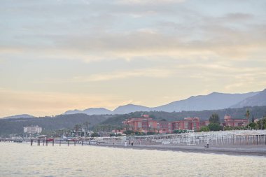 Blue hour photography. Sunset at beautiful Mediterranean sea. Seamless pattern. Natural background
